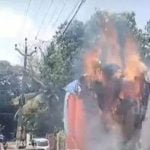 ഉത്സവ കെട്ടുകാഴ്ചയ്ക്കും വാഹനത്തിനും തീപിടിച്ചു