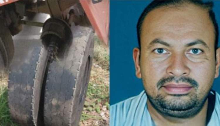 കണ്ടെയ്നർ ലോറിയുടെ ടയർ ഊരിത്തെറിച്ച് യുവാവ് മരിച്ചു