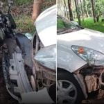 വയനാട്ടിൽ കാട്ടാന ആക്രമണം; റോഡരികിൽ നിർത്തിയിട്ട കാറും ബൈക്കും തകർത്തു