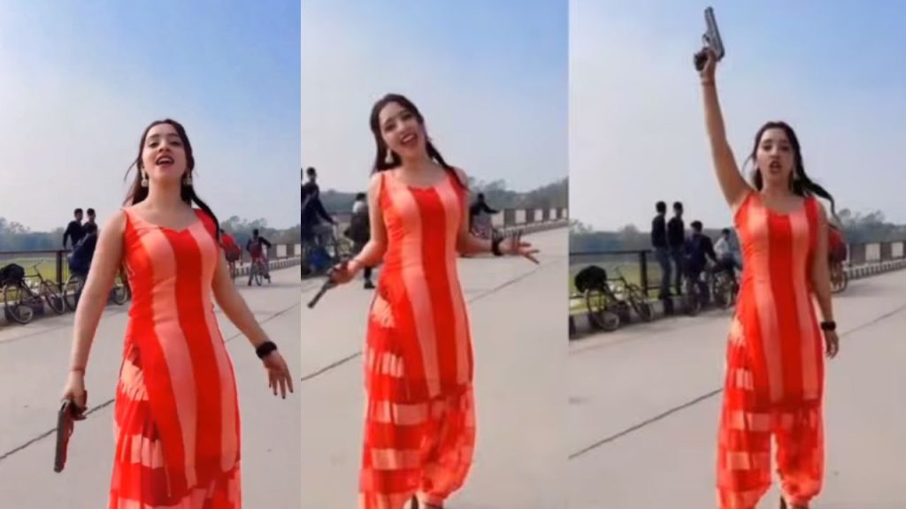 ഹൈവേയില് തോക്കുമേന്തി റീല്സ് ചെയ്ത് പെണ്കുട്ടി; വീഡിയോ വൈറൽ, നടപടിയെടുക്കുമെന്ന് പോലീസ്