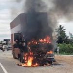 ചെന്നൈ – ബെംഗളൂരു ഹൈവേയിൽ കണ്ടെയ്‌നർ ലോറിക്ക് തീപിടിച്ചു