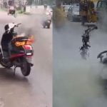 ഓടിക്കൊണ്ടിരിക്കെ ഇലക്ട്രിക് സ്‌കൂട്ടറിന് തീപ്പിടിച്ചു; യാത്രക്കാര്‍ രക്ഷപ്പെട്ടു