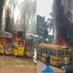 നഴ്സിംഗ് കോളേജിന് സമീപം പാർക്ക് ചെയ്ത അഞ്ച് വാഹനങ്ങൾക്ക് തീപിടിച്ചു