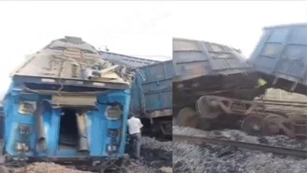 ചരക്ക് ട്രെയിനുകൾ കൂട്ടിയിടിച്ചു; ലോക്കോ പൈലറ്റുമാർക്ക് പരുക്ക്