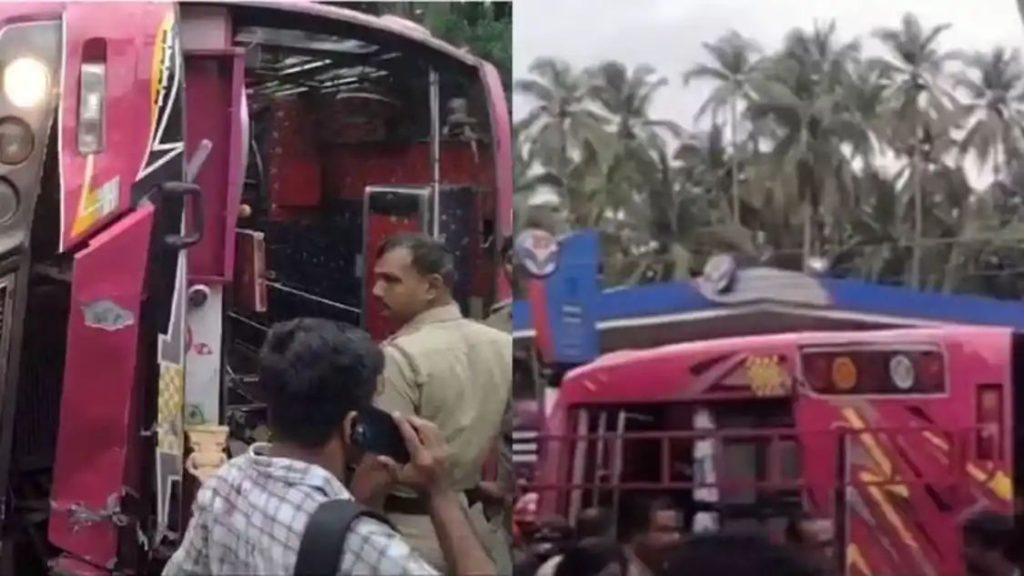 ടിപ്പര്‍ ലോറിയും സ്വകാര്യബസും കൂട്ടിയിടിച്ച്‌ അപകടം; നിരവധി പേര്‍ക്ക് പരുക്ക്