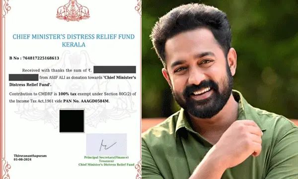 വയനാടിന് കൈത്താങ്ങായി നടൻ ആസിഫ് അലിയും