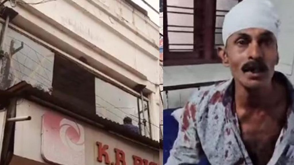 കാല്‍നട യാത്രികന്റെ തലയിലേക്ക് കെട്ടിടത്തിന്റെ കൂറ്റന്‍ ജനല്‍ ചില്ല് തകര്‍ന്നു വീണു