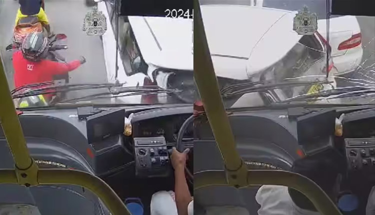 ഹെബ്ബാൾ മേൽപ്പാലത്തിൽ അപകടം; നിയന്ത്രണം വിട്ട ബിഎംടിസി വോൾവോ ബസ് കാറുകളിലും ബൈക്കുകളിലും ഇടിച്ച് 4 പേർക്ക് പരുക്ക്