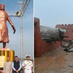 കഴിഞ്ഞവർഷം പ്രധാനമന്ത്രി അനാച്ഛാദനം ചെയ്ത ഛത്രപതി ശിവജിയുടെ പ്രതിമ തകര്‍ന്നുവീണു