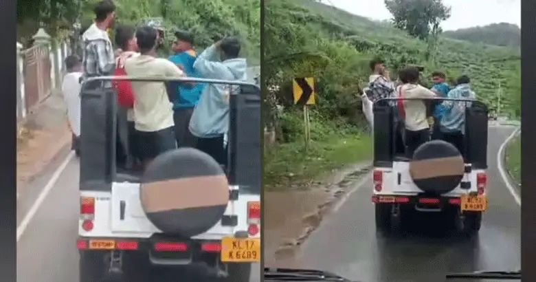 ജീപ്പില്‍ സാഹസിക യാത്ര നടത്തിയ യുവാക്കള്‍ക്കെതിരെ നടപടിയുമായി എംവിഡി