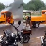 ട്രാഫിക് പിഴ ചുമത്തിയതില്‍ പ്രകോപിതനായ യുവാവ് സ്വന്തം വാഹനം കത്തിച്ചു; വീഡിയോ