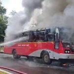 ഓടിക്കൊണ്ടിരുന്ന കെഎസ്ആർടിസി ബസിന് തീപിടിച്ചു