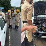 ഷോർട്ട് സർക്യൂട്ട്; ഓടിക്കൊണ്ടിരുന്ന കാറിന് തീപിടിച്ചു