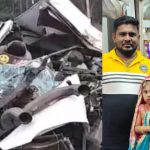 യാത്രക്കാരിക്ക് ഛർദ്ദിക്കാൻ നിര്‍ത്തിയിട്ടിരുന്ന ബസില്‍ കാറിടിച്ചു; ഒരു കുടുംബത്തിലെ മൂന്ന് പേരുള്‍പ്പെടെ അഞ്ചുപേര്‍ മരിച്ചു
