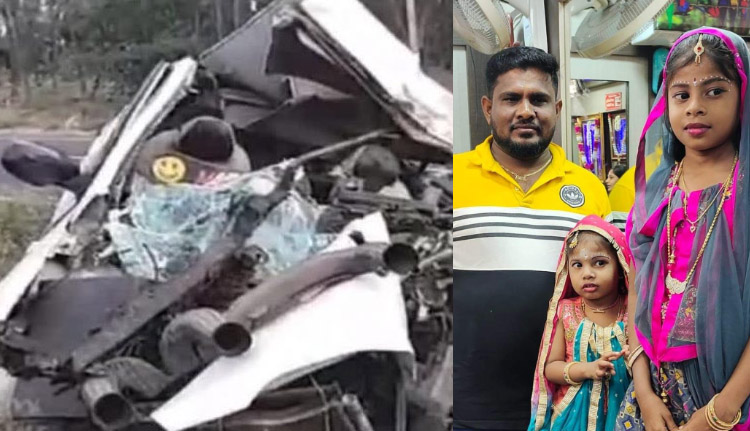 യാത്രക്കാരിക്ക് ഛർദ്ദിക്കാൻ നിര്‍ത്തിയിട്ടിരുന്ന ബസില്‍ കാറിടിച്ചു; ഒരു കുടുംബത്തിലെ മൂന്ന് പേരുള്‍പ്പെടെ അഞ്ചുപേര്‍ മരിച്ചു