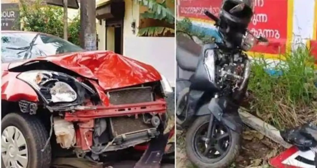 കാര്‍ മൂന്ന് വാഹനങ്ങളുമായി കൂട്ടിയിടിച്ച്‌ അപകടം; മൂന്നു പേര്‍ക്ക് പരുക്ക്