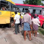 സ്കൂൾ ബസിലേക്ക് കെഎസ്ആർടിസി ബസിടിച്ച് അപകടം; രണ്ട് കുട്ടികൾ മരിച്ചു