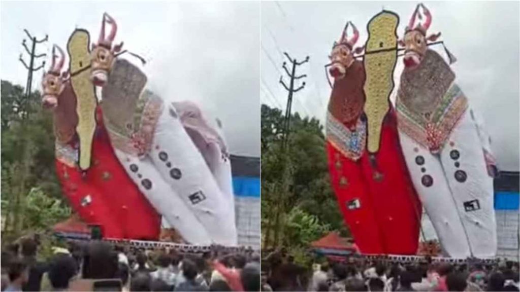 ഓച്ചിറയില് 72 അടി ഉയരമുള്ള കെട്ടുകാള മറിഞ്ഞു; രണ്ടുപേര്ക്ക് പരുക്ക്