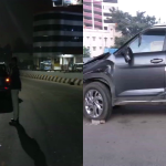 കാർ മേൽപ്പാലത്തിൽ നിന്ന് തലകീഴായി മറിഞ്ഞു; നാല് പേർക്ക് പരുക്ക്