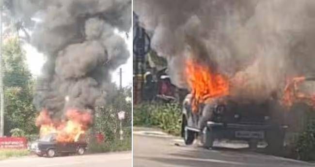 ഓടിക്കൊണ്ടിരുന്ന കാറിന് തീപിടിച്ചു; യാത്രക്കാര്‍ രക്ഷപെട്ടു