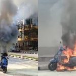 ഓടിക്കൊണ്ടിരുന്ന ഇലക്ട്രിക് സ്കൂട്ടറിന് തീപിടിച്ചു
