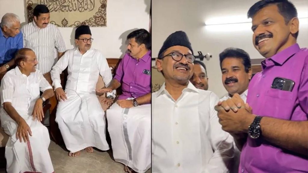 സന്ദീപ് വാര്യര്‍ പാണക്കാട്; സ്വീകരിച്ച്‌ ലീഗ് നേതാക്കള്‍