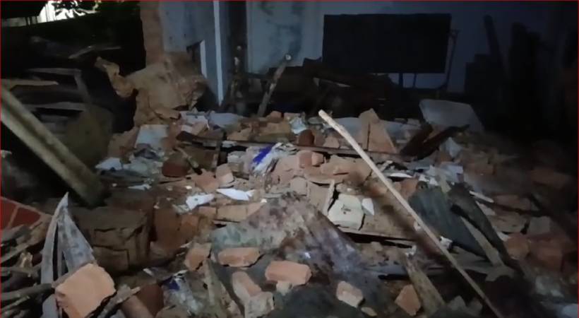 ശക്തമായ മഴ; സ്കൂൾ കെട്ടിടം തകർന്നു വീണു