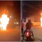 ഓടിക്കൊണ്ടിരുന്ന ബൈക്കിന് തീപിടിച്ചു; യാത്രക്കാരന് പരുക്ക്
