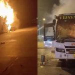 യാത്രക്കാരുമായി പോയ സ്വകാര്യ ബസിന് തീപിടിച്ചു