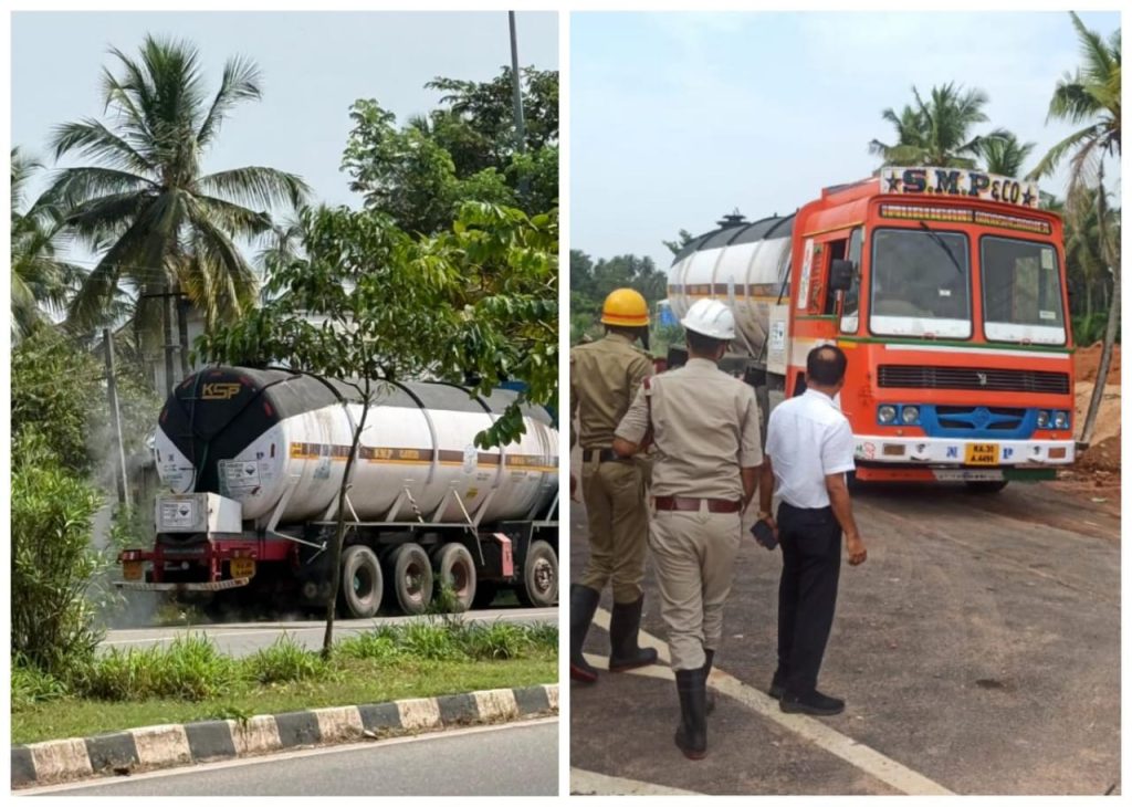 കാർവാറിൽ നിന്ന് കൊച്ചിയിലേക്ക് പോയ ഗ്യാസ് ടാങ്കറിൽ നിന്ന് ആസിഡ് ചോർച്ച