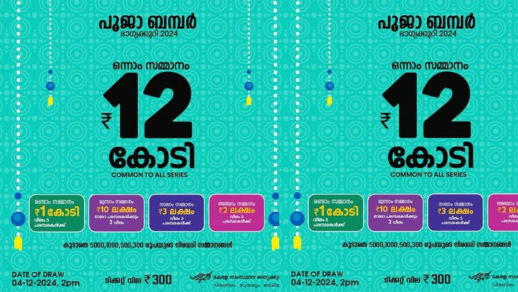 പൂജ ബമ്പർ: 12 കോടിയുടെ ഭാഗ്യം കൊല്ലത്ത് വിറ്റ ടിക്കറ്റിന്