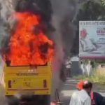 മൂവാറ്റുപുഴയില് സ്കൂള് ബസിന് തീപിടിച്ചു; കുട്ടികള് രക്ഷപ്പെട്ടത് തലനാരിഴയ്ക്ക്