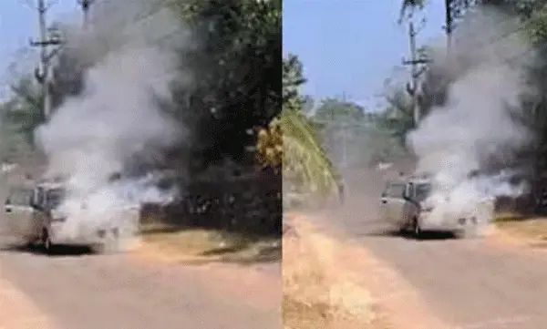 ഓടിക്കൊണ്ടിരുന്ന കാറിന് തീ പിടിച്ചു; പൂര്‍ണമായും കത്തിനശിച്ചു