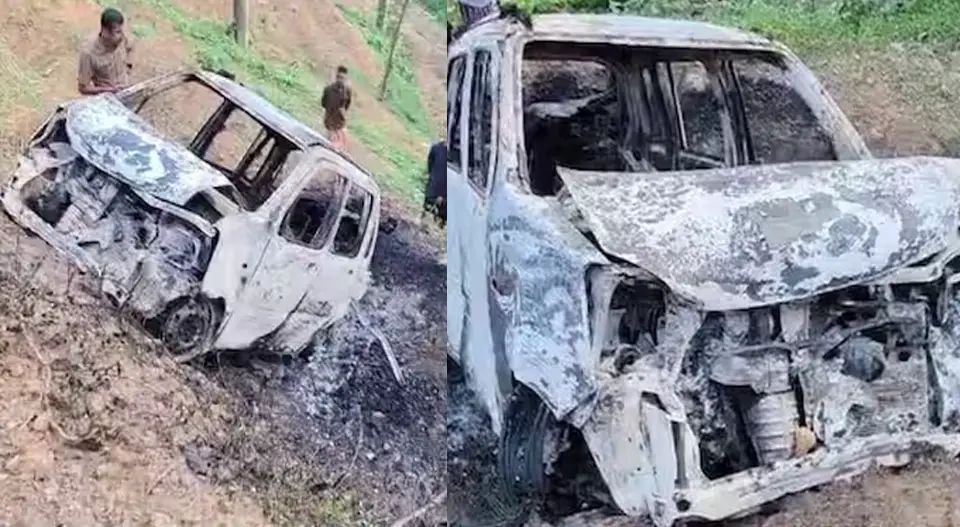 അഞ്ചലില്‍ കാര്‍ മറിഞ്ഞ് കത്തി; മൃതദേഹം കത്തിക്കരിഞ്ഞ നിലയില്‍