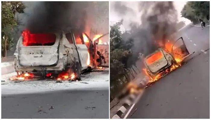 ഓടിക്കൊണ്ടിരിക്കെ കാറിന് തീ പിടിച്ചു; യുവാവും യുവതിയും വെന്തുമരിച്ചു