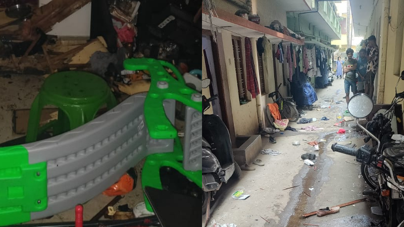 പാചകവാതക സിലിണ്ടർ പൊട്ടിത്തെറിച്ച് നാല് പേർക്ക് പൊള്ളലേറ്റു