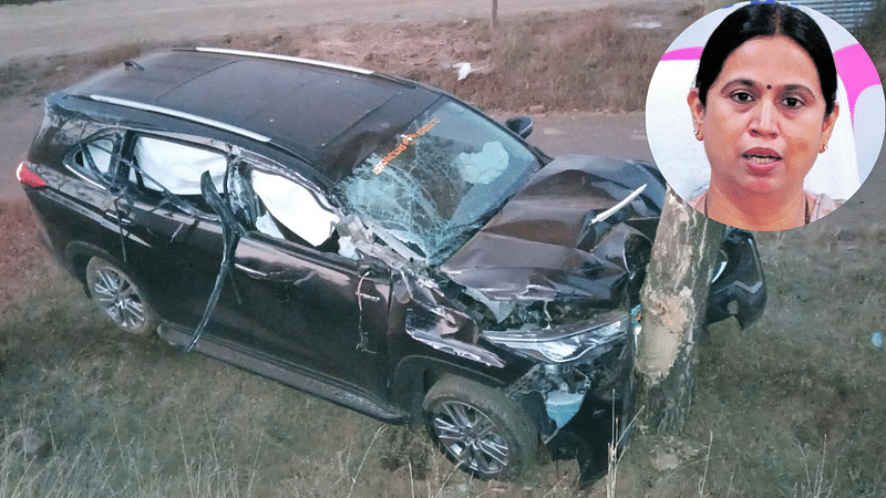 കാർ നിയന്ത്രണം വിട്ട് മരത്തിലിടിച്ചു; മന്ത്രി ലക്ഷ്മി ഹെബ്ബാൾക്കറിനും സഹോദരനും പരുക്ക്