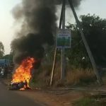 ഓടുന്നതിനിടെ ഇലക്ട്രിക് സ്കൂട്ടറിന് തീപിടിച്ചു