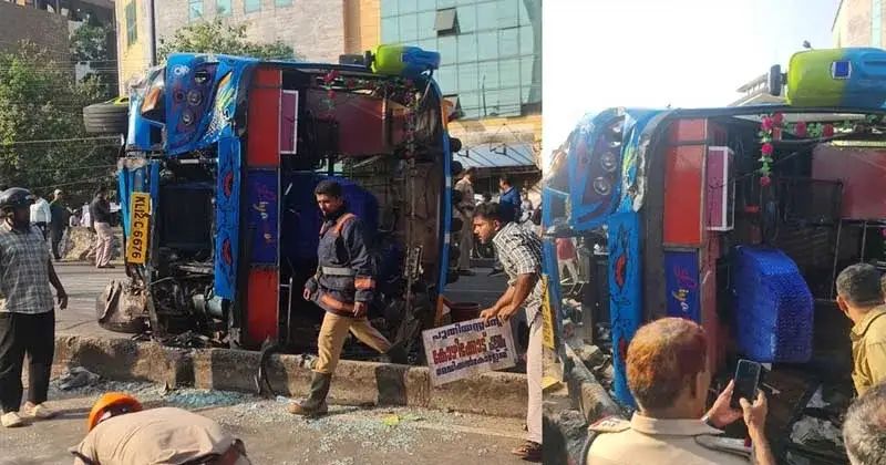 ബസ് നിയന്ത്രണം വിട്ട് മറിഞ്ഞ് അപകടം; 20 പേര്‍ക്ക് പരുക്കേറ്റു