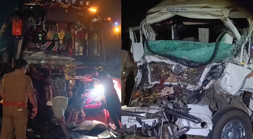 അയ്യപ്പ ഭക്തരുടെ വാഹനവും ബസും കൂട്ടിയിടിച്ച് അപകടം; മൂന്ന് മരണം