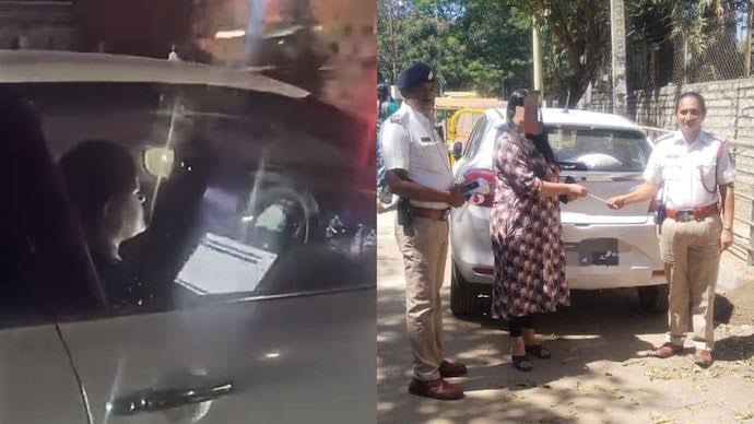 ഡ്രൈവിംഗിനിടെ ലാപ്ടോപ്പിൽ ജോലി ചെയ്തു; ഐടി ജീവനക്കാരിക്ക് പിഴ ചുമത്തി