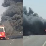 കർണാടക ആർടിസി ബസിന് തീപിടിച്ചു; യാത്രക്കാർ രക്ഷപ്പെട്ടത് തലനാരിഴയ്ക്ക്