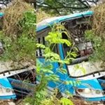 സ്വകാര്യ ബസ് നിയന്ത്രണം വിട്ട് ബൈക്കിലും മരത്തിലും ഇടിച്ച്‌ അപകടം; ആറ് പേര്‍ക്ക് പരുക്കേറ്റു