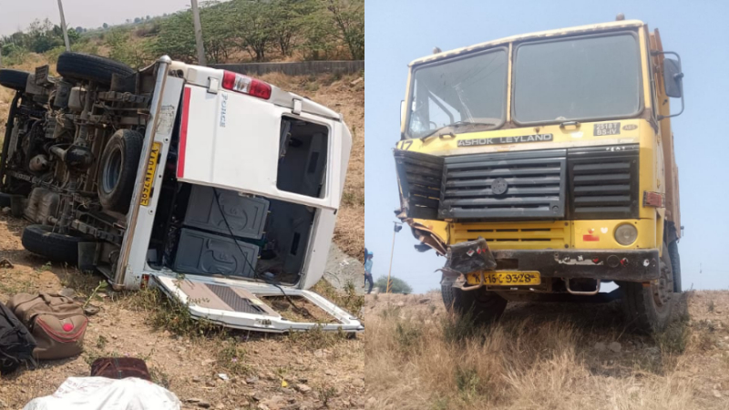 ട്രാവലർ വാൻ ടിപ്പർ ലോറിയുമായി കൂട്ടിയിടിച്ച് അപകടം; മൂന്ന് പേർ മരിച്ചു