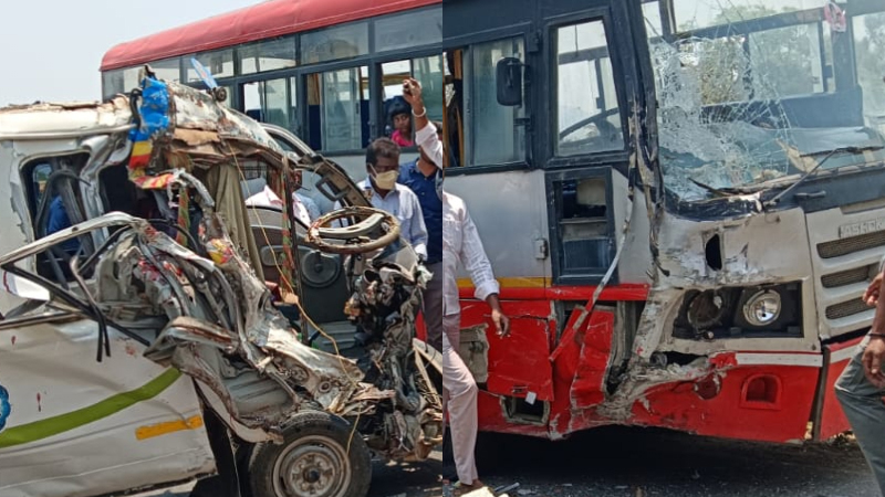 കെഎസ്ആര്‍ടിസി ബസും ചരക്ക് വാഹനവും കൂട്ടിയിടിച്ച് അപകടം: രണ്ട് പേര്‍ മരിച്ചു