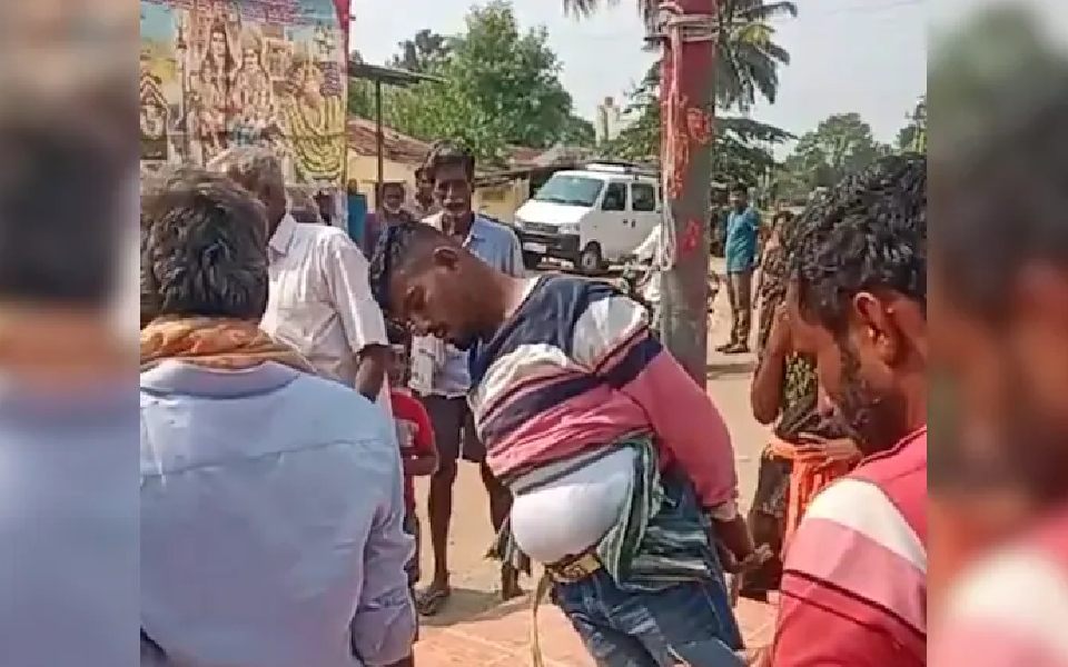 സാമ്പത്തിക തർക്കം; യുവാവിനെ തൂണിൽ കെട്ടിയിട്ട് മർദിച്ചു