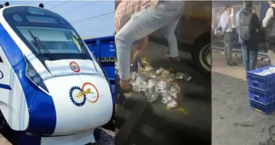 നിലത്ത് വീണ ഭക്ഷണപ്പൊതികള്‍ വന്ദേഭാരതില്‍ വിതരണം ചെയ്യാന്‍ ശ്രമം; പരാതി നല്‍കി യാത്രക്കാര്‍