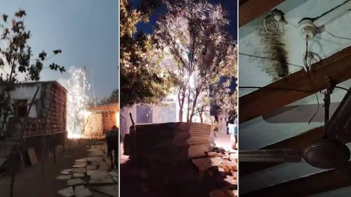 കൊടുങ്കാറ്റിൽ വൈദ്യുതി ലൈനുകൾ പൊട്ടിവീണു തീപ്പിടുത്തം; രണ്ട് പേർക്ക് പൊള്ളലേറ്റു