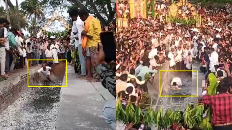 ചൂടുള്ള കൽക്കരിയിലൂടെ നടക്കാൻ ശ്രമിക്കുന്നതിനിടെ രണ്ടു പുരോഹിതർക്ക് പൊള്ളലേറ്റു