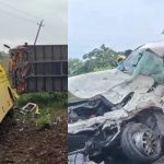 സ്വകാര്യ ബസ് കാറുമായി കൂട്ടിയിടിച്ച് അപകടം; ആറ് പേർക്ക് ദാരുണാന്ത്യം